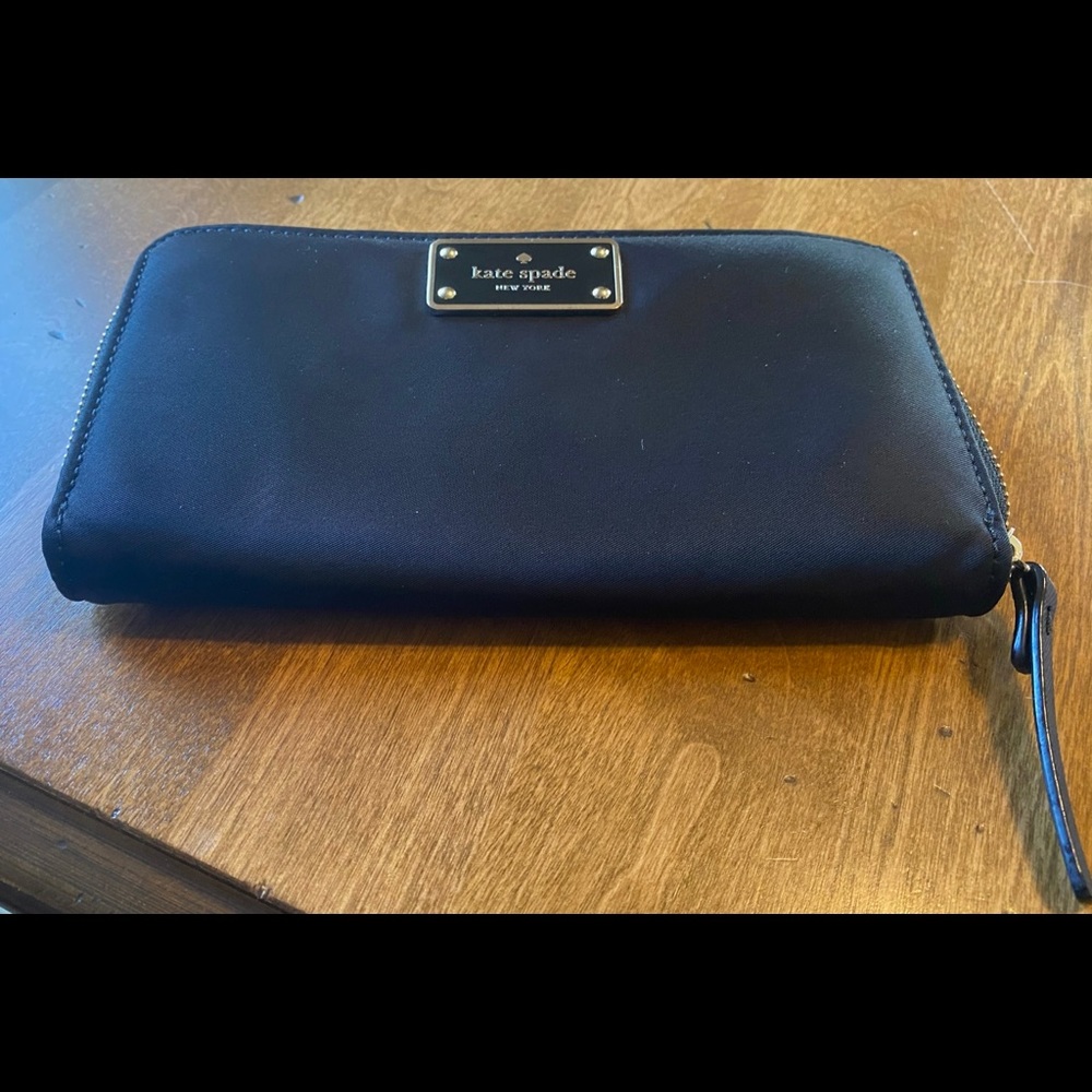 Kate Spade Wilson Road Kaden Black Nylon Zip Around Wallet